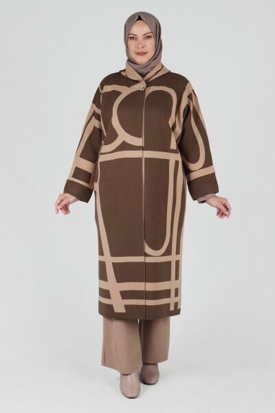 Büyük Beden Tesettür Yarasa Kol Triko Panço