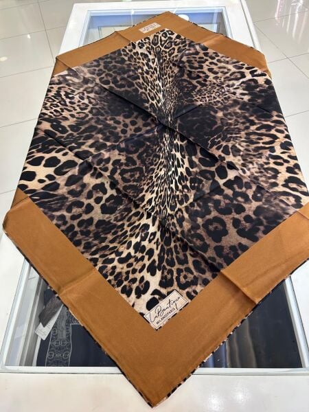 KALIN ŞERİTLİ LEOPAR DESEN SURA İPEK EŞARP/ LABOUTİQUE