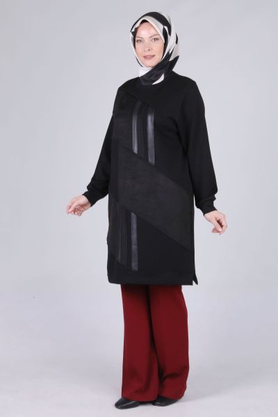 Büyük Beden Tesettür Süet Detaylı Tunik/BEHREM