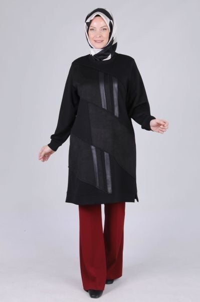 Büyük Beden Tesettür Süet Detaylı Tunik/BEHREM