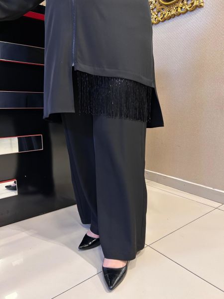 ÜZERİ BONCUK İŞLEMELİ FERMUARLI GÖMLEK/MÜSEMMA