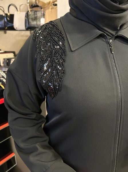 ÜZERİ BONCUK İŞLEMELİ FERMUARLI GÖMLEK/MÜSEMMA