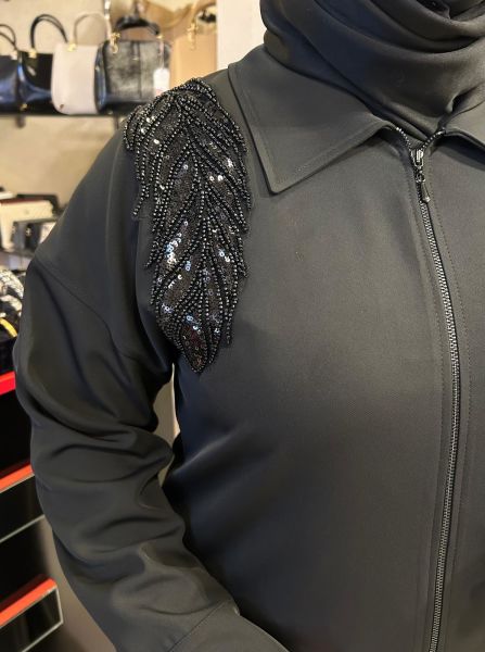 ÜZERİ BONCUK İŞLEMELİ FERMUARLI GÖMLEK/MÜSEMMA