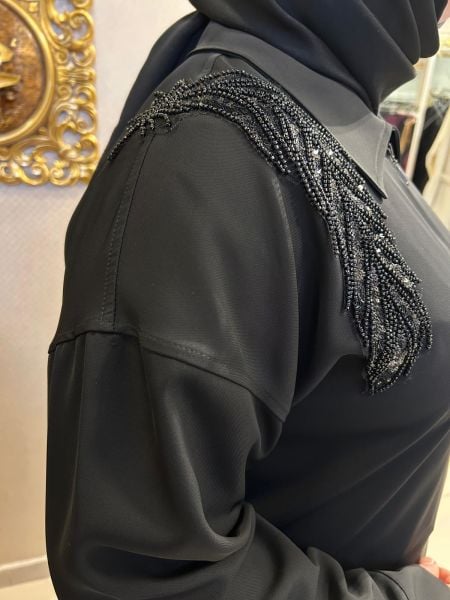 ÜZERİ BONCUK İŞLEMELİ FERMUARLI GÖMLEK/MÜSEMMA