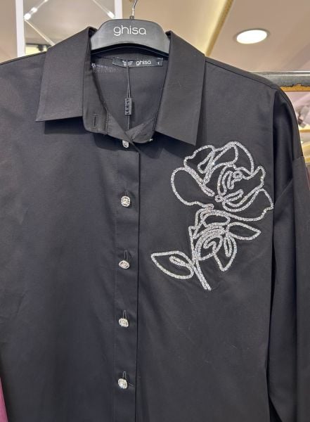 GÖĞSÜ TAŞ İŞLEMELİ DÜĞME DTY. GÖMLEK/GHISA